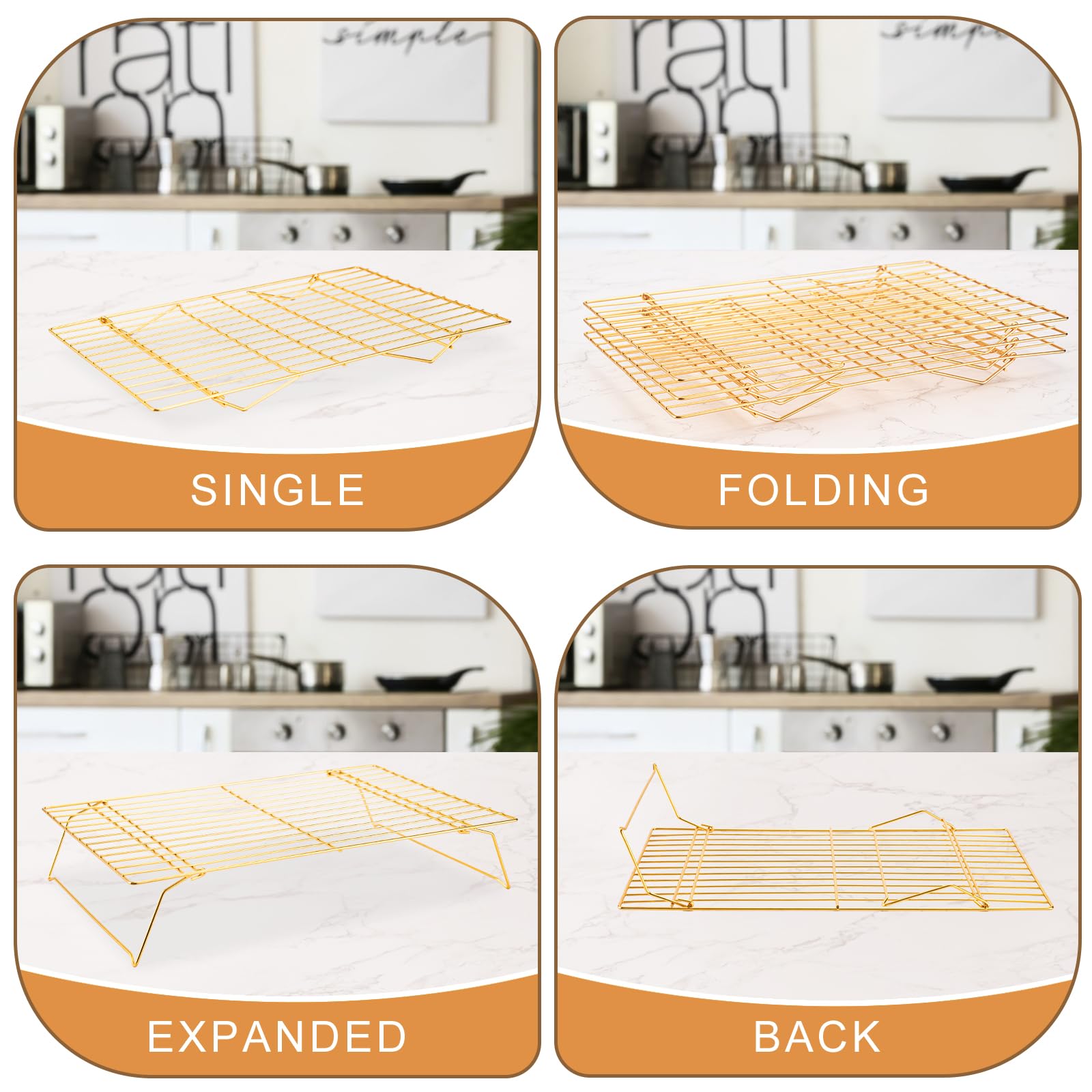 Cooling Rack For Baking 3 Tiers, 16 X 10 Cookie Cooling Wire Rack Stackable Collapsible Nonstick, Stainless Steel Baking Coo